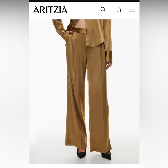 Aritzia- Babaton Pleated Satin Pants, size 2, dress up or down 🍸💕👌🏼 NWT - Picture 3 of 10